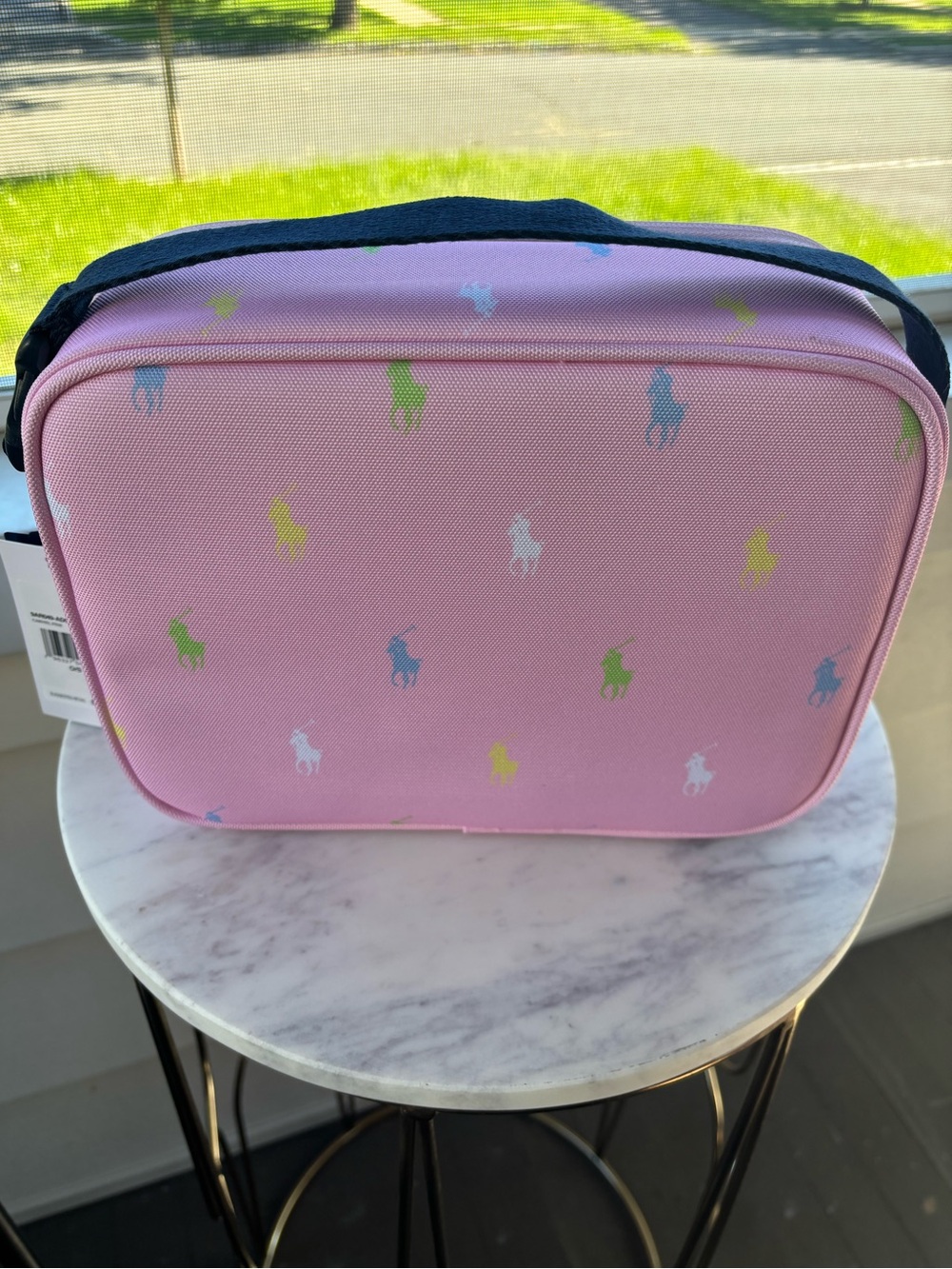Polo by Ralph Lauren Pink Kids Lunch Bag with Multicolor Pony Print - Picture 2 of 7
